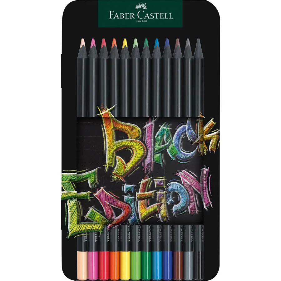 Faber-Castell - Buntstifte Black Edition 12er Metalletui