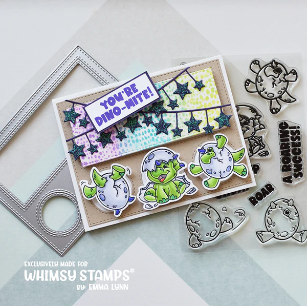 Bild 3 von Whimsy Stamps Rubber Cling Stamp  - Roarsome Skin Background Gummistempel Dinosaurier