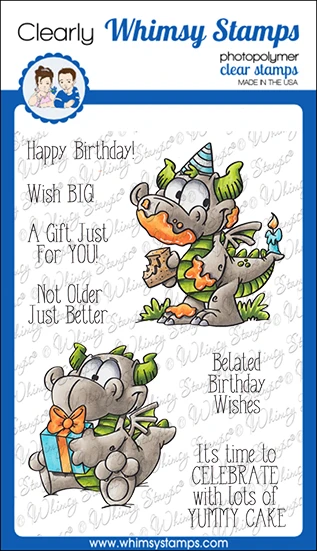 Whimsy Stamps Clear Stamps  - Birfday Dragons Geburtstag Drache