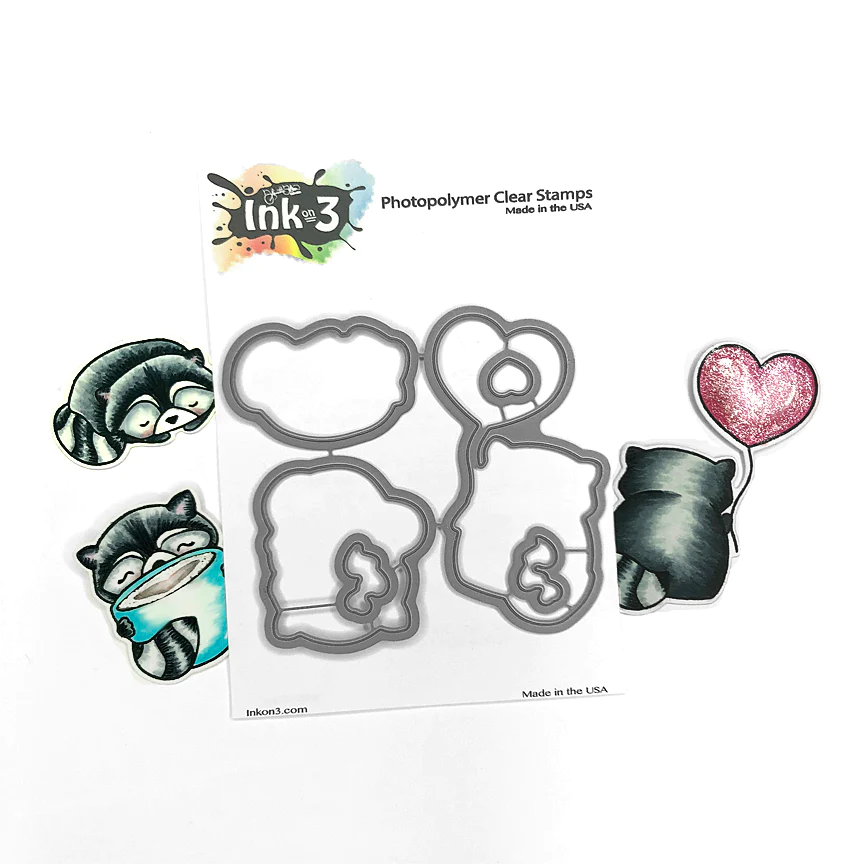 INKON3 Coordinating Die Cuts - Raccoon Hugs Stanzen