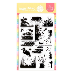 Waffle-Flower-Postage-Collage-Lake-Sunset-Clear-Stamp-Set---Stempel