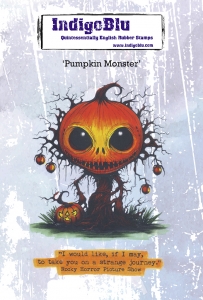 IndigoBlu-Gummistempel---Pumpkin-Monster-A6-Red-Rubber-Stamp