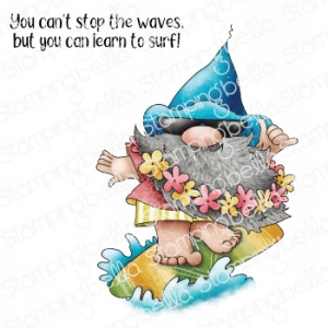 Gummistempel-Stamping-Bella-Cling-Stamp-GNOME-RIDING-THE-WAVES