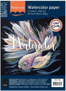 Vaessen-Creative--Florence--Aquarellpapier-schwarz-Smooth-Black-A4-100pcs-300g