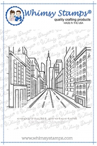 Whimsy-Stamps-Rubber-Cling-Stamp----City-Street-Background-Gummistempel--Strae