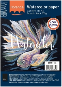 Vaessen-Creative--Florence--Aquarellpapier-schwarz-Smooth-Black-A5-15pcs-300g
