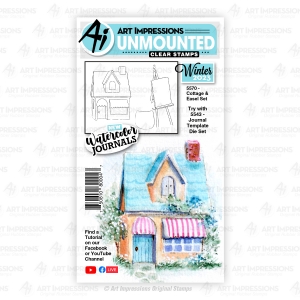 Art-Impressions-Clearstamp-Set--Watercolor-Cottage--Easel-Set
