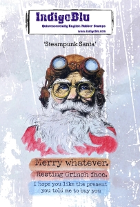 IndigoBlu-Gummistempel---Steampunk-Santa-A6-Red-Rubber-Stamp