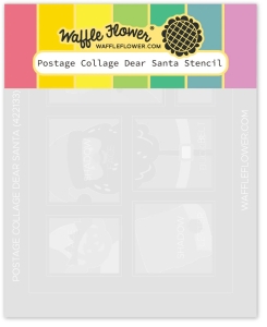Waffle-Flower-Postage-Collage-Dear-Santa--Stencil---Schablone-Weihnachtsmann