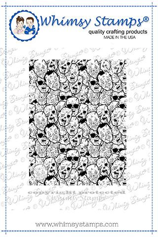 Bild 1 von Whimsy Stamps Rubber Cling Stamp - Zombie Faces Background Rubber Gummistempel 