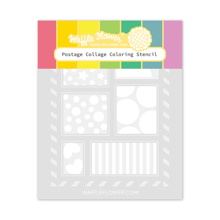 Bild 1 von Waffle Flower Postage Collage Coloring  Stencil - Briefmarken-Schablone Muster