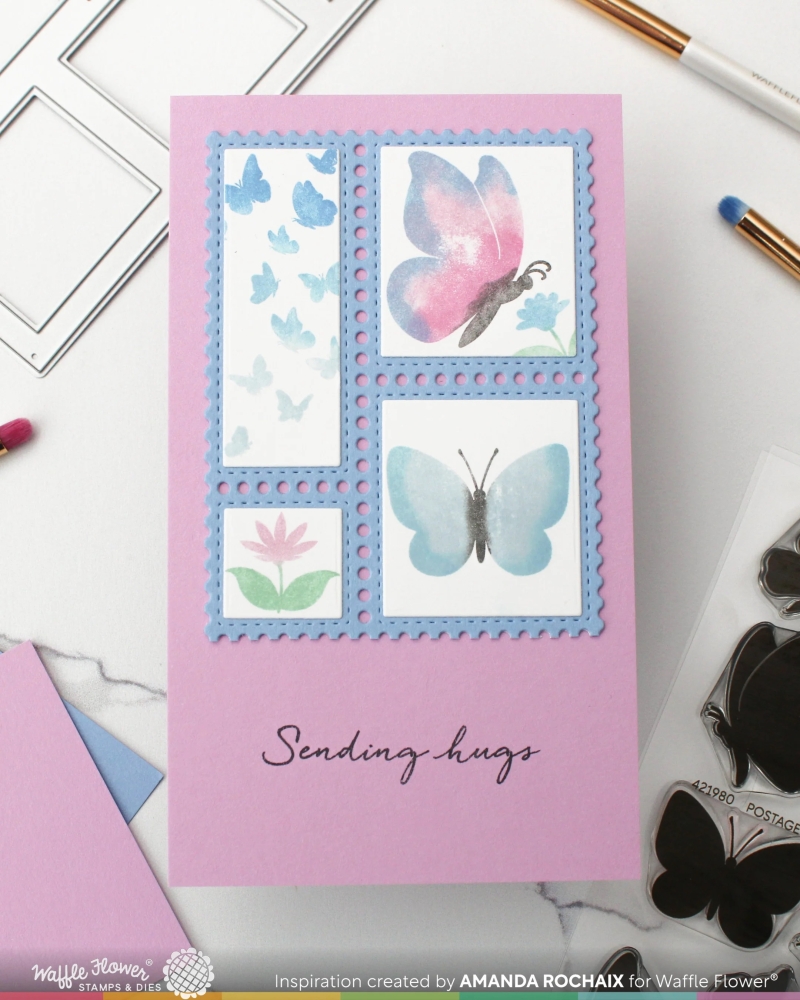 Bild 1 von Waffle Flower Postage Collage Wild Butterflies Stamp Set - Stempel-Set