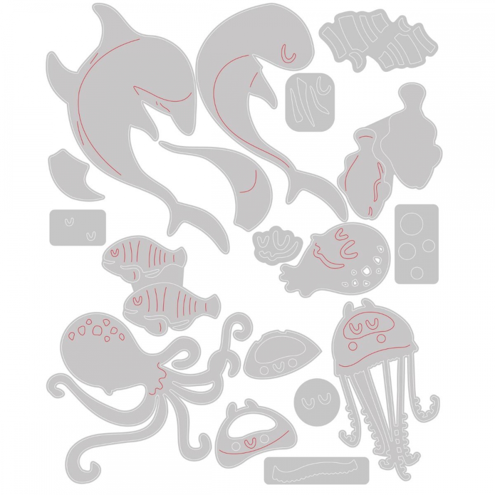 Bild 1 von Sizzix Thinlits Die by Tim Holtz - Stanzschablone - Under the Sea #1, Colorize, Meerestiere #1