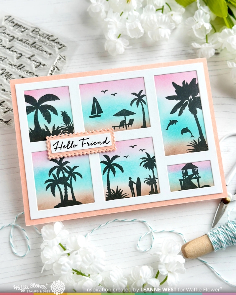 Bild 1 von Waffle Flower Postage Collage Tropical Sunset Stamp Set - Stempel-Set
