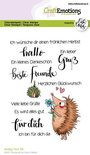 Bild 1 von CraftEmotions Stempel - clearstamps A6 - Hedgy Text (DE) Carla Creaties - Igel