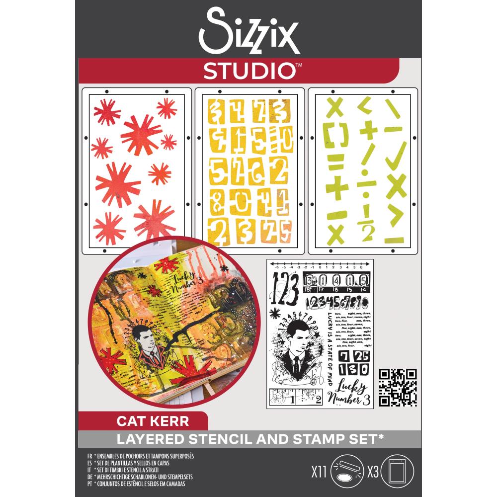 Bild 1 von Sizzix Studio Clear Stamps Set - Stencil/Stempel - Strength in Numbers by Cat Kerr