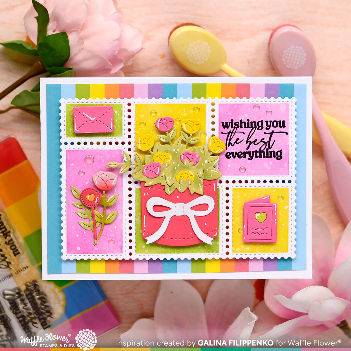Bild 1 von Waffle Flower Postage Collage A6 Blocks Stencil - Briefmarken-Schablone
