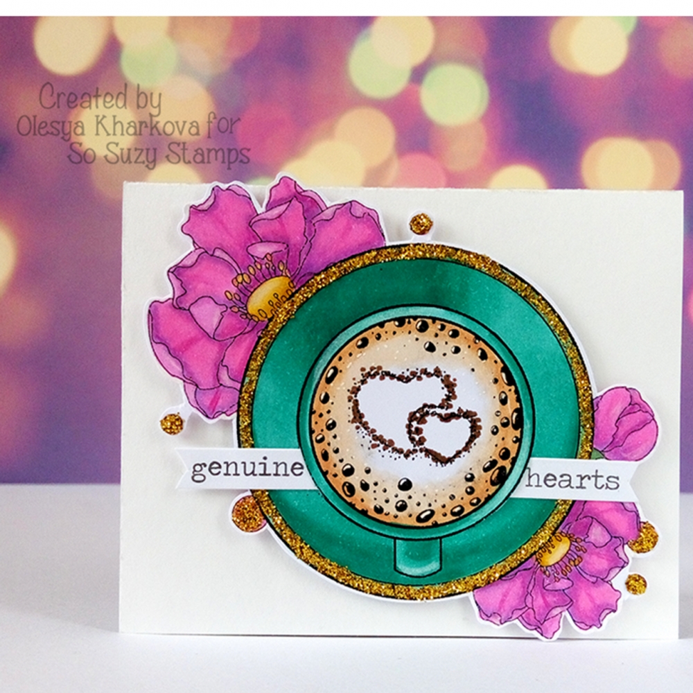Bild 1 von Crackerbox & Suzy Stamps Cling - Gummistempel Coffee Cup Top View and Hearts