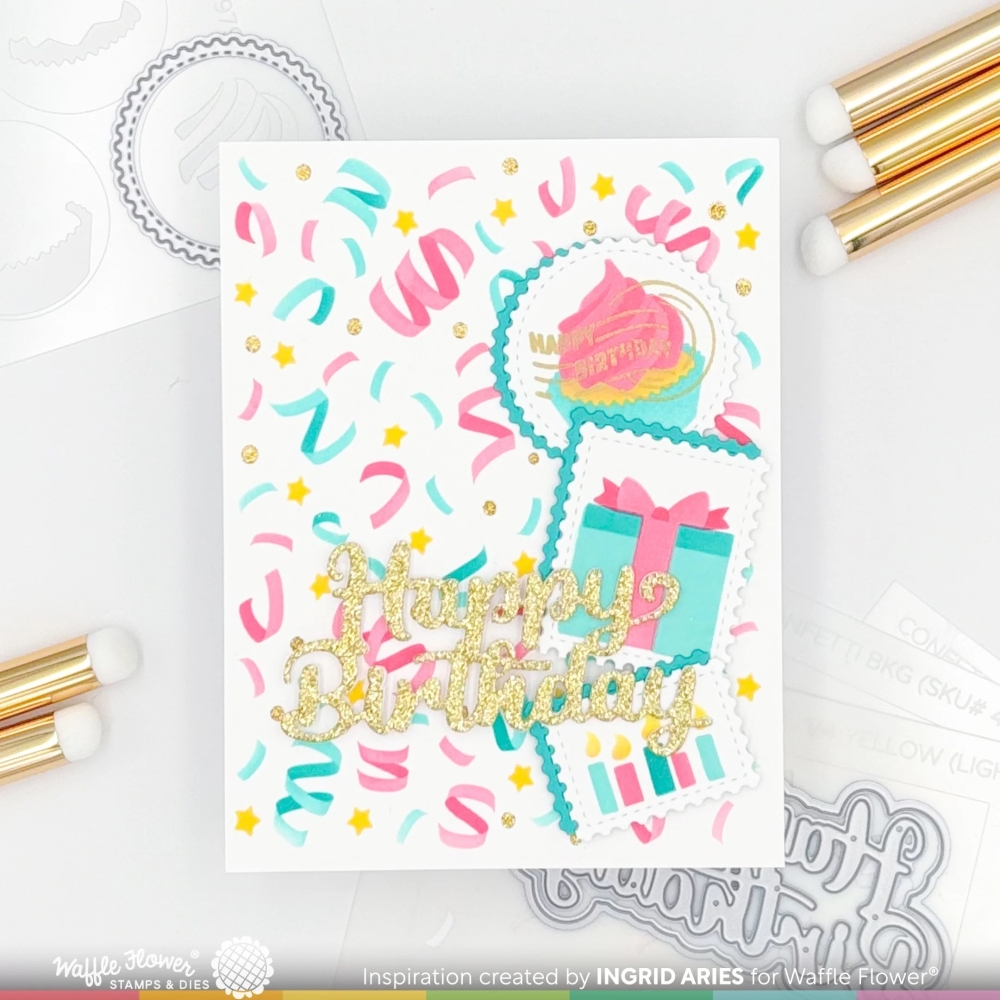 Bild 1 von Waffle Flower Postage Cupcake Die and Stencil - Cupcake Stanze und Schablone