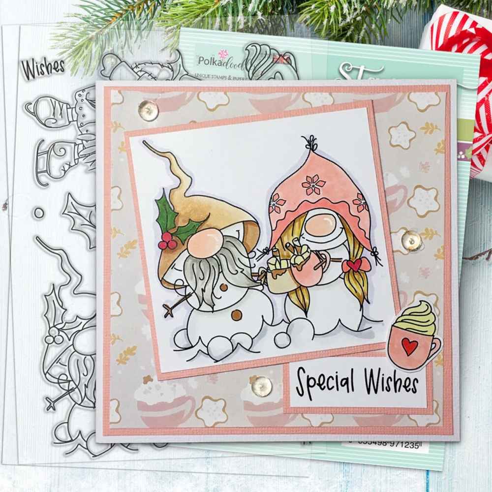 Bild 1 von Polkadoodles Clear Stamps - Gnome Jolly Holly Wishes - Weinachten Wünsche