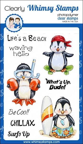 Bild 1 von Whimsy Stamps Clear Stamps  - Penguin Life's a Beach - Pinguine am Strand