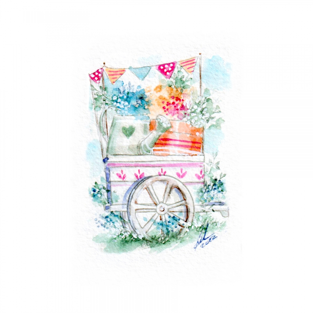 Bild 1 von Art Impressions Clearstamp-Set  Watercolor Handcart Set