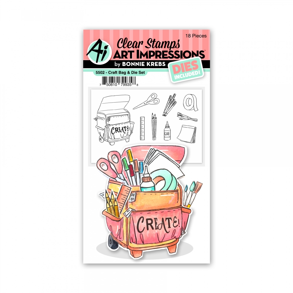 Bild 1 von Art Impressions Clear Stamps with dies Craft Bag - Bastelmaterialien Stempelset inkl. Stanzen