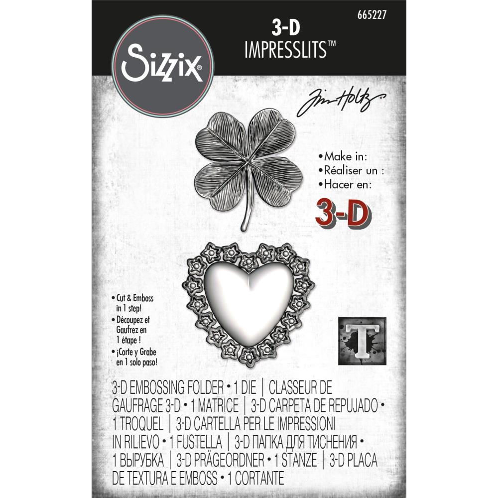 Bild 1 von Sizzix 3-D Impresslits Lucky Love By Tim Holtz - Stanze inkl. Prägefolder Kleeblatt Herz