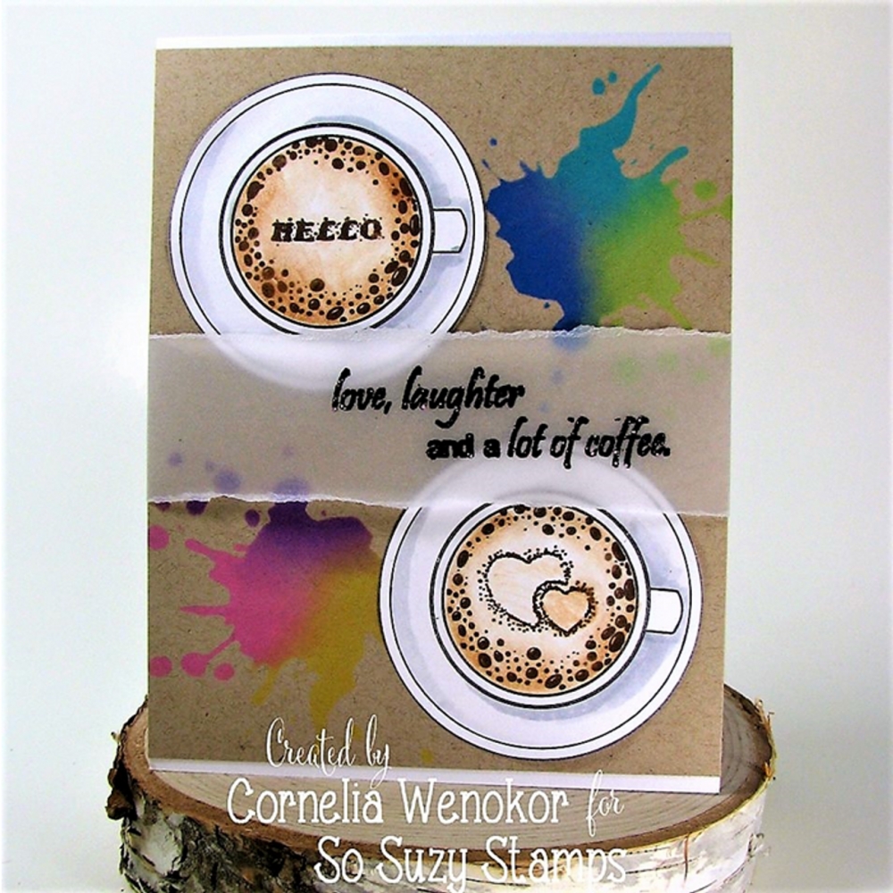 Bild 1 von Crackerbox & Suzy Stamps Cling - Gummistempel Coffee Cup Top View and Hearts
