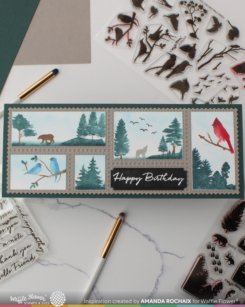 Bild 1 von Waffle Flower Postage Collage Forest Sunset  Clear Stamp Set - Stempel