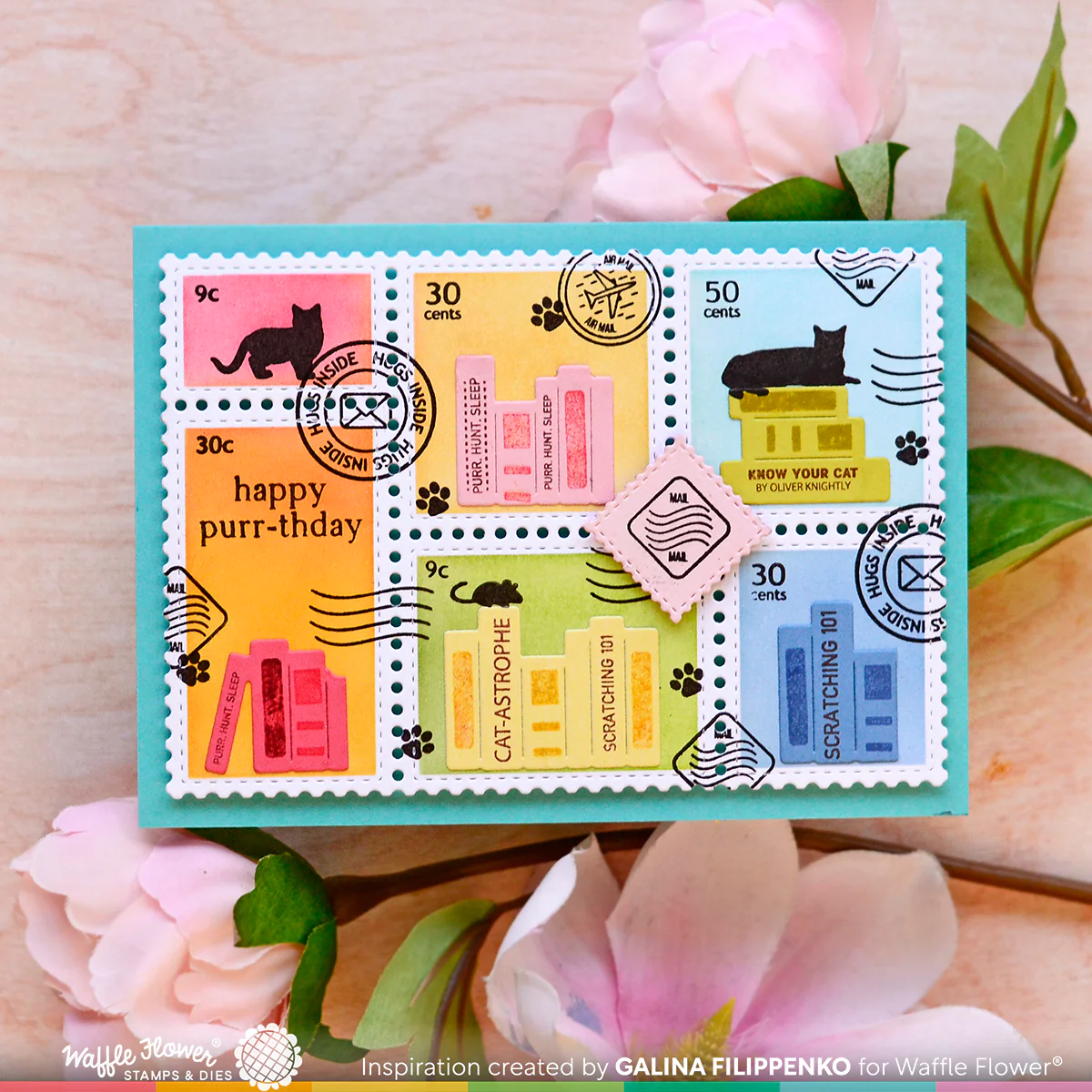 Bild 1 von Waffle Flower Postage Collage A6 Die-Set - Briefmarken-Stanzset