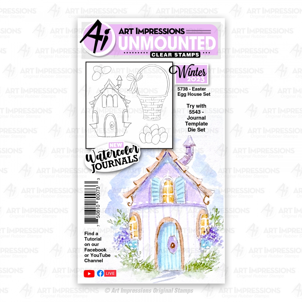 Bild 1 von Art Impressions Clearstamp-Set  Watercolor Easter Egg House Set