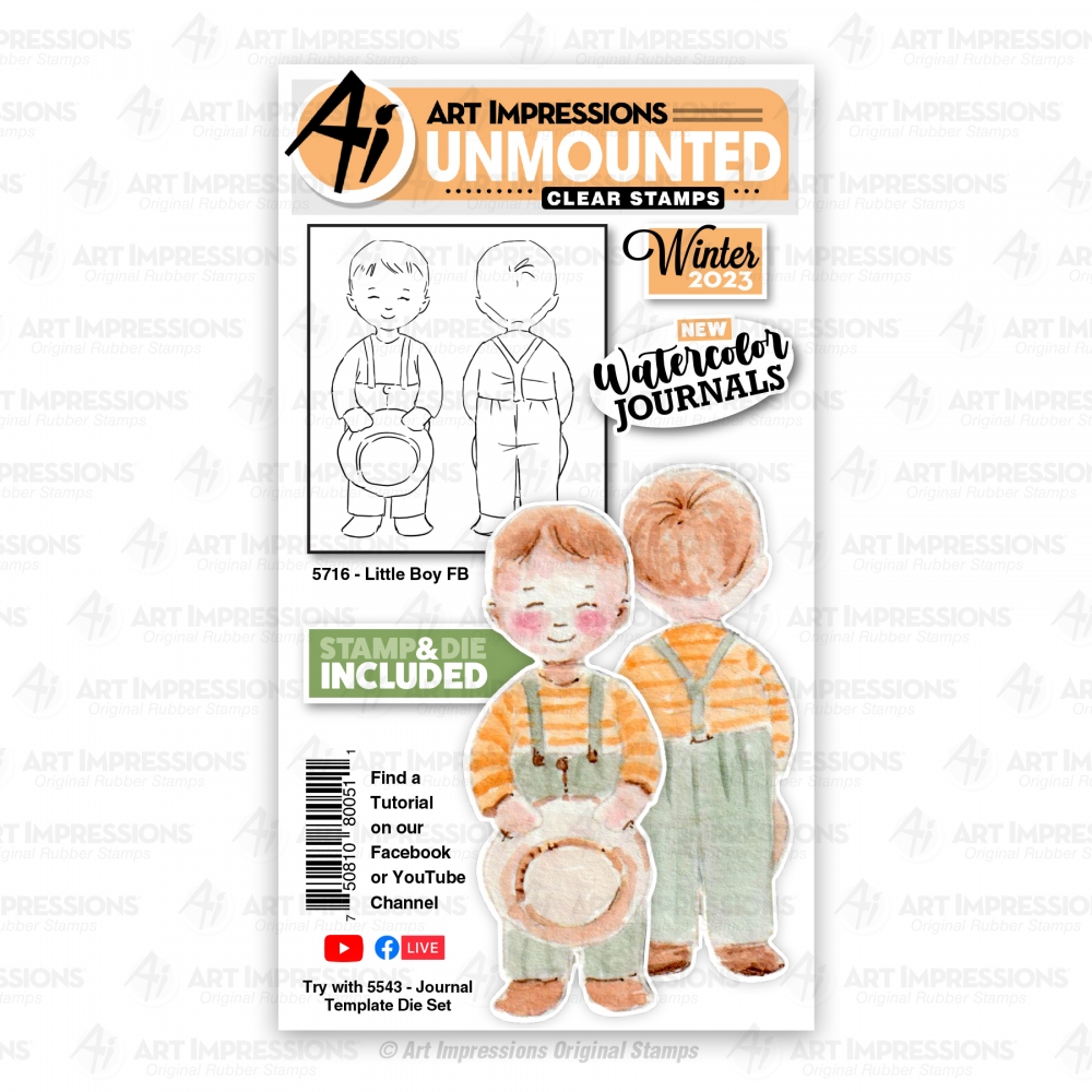Bild 1 von Art Impressions Stamp Set - Watercolor Little Boy Front & Back - Junge Stempel & Stanzen