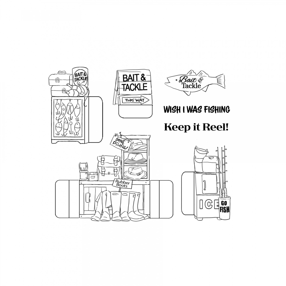 Bild 1 von Art Impressions Clear Stamps with dies Bait & Tackle MB - Stempelset inkl. Stanzen