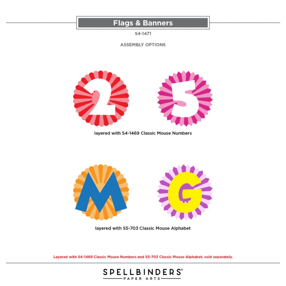 Bild 1 von Spellbinders Classic Mouse Flags & Banners Etched Dies - Stanz-Set Classic Mouse