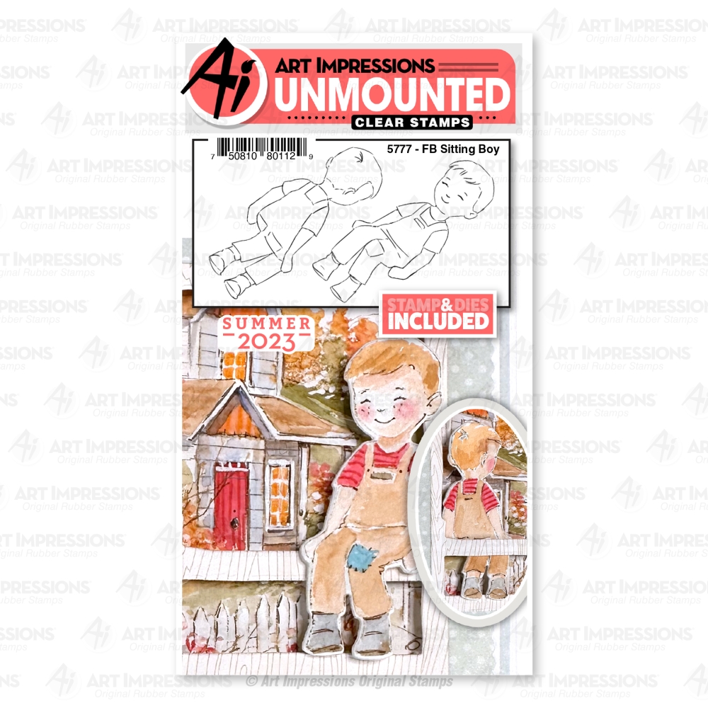 Bild 1 von Art Impressions Clear Stamps with dies FB Sitting Boy Stempelset inkl. Stanzen