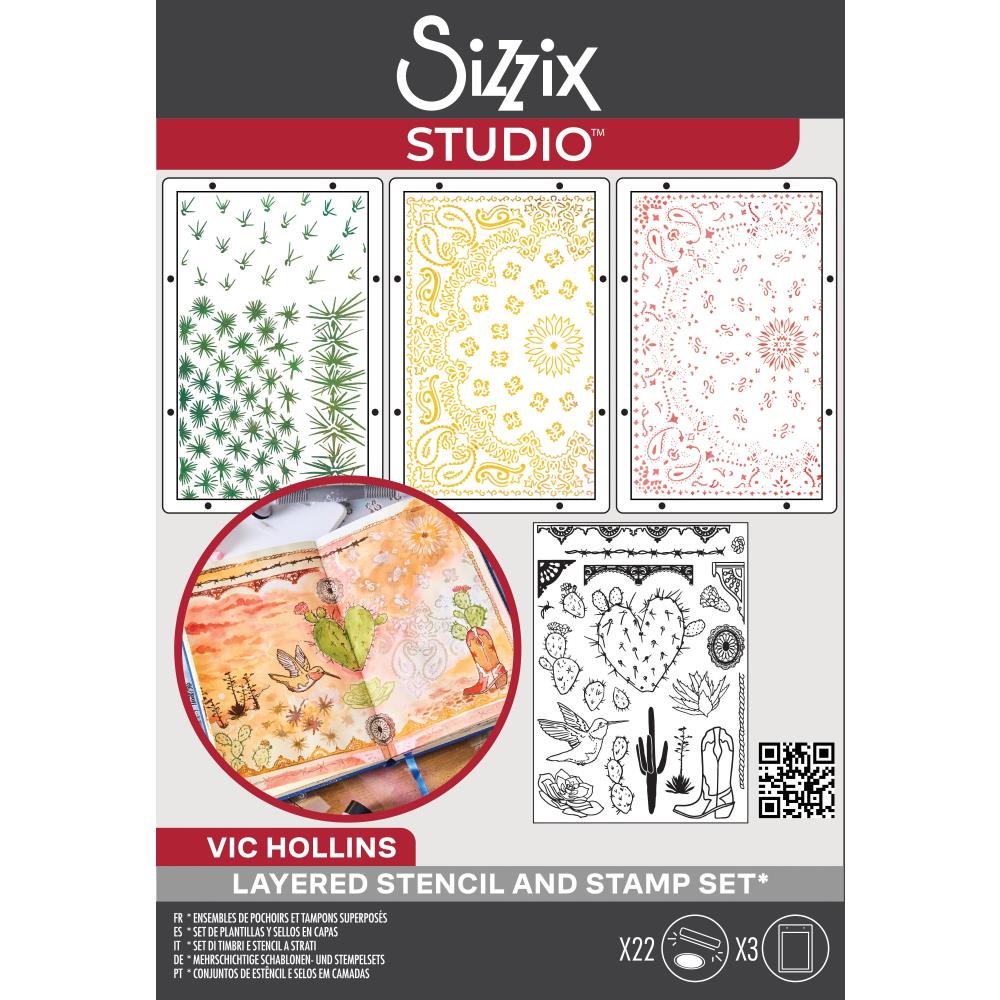Bild 1 von Sizzix Studio Clear Stamps Set - Stencil/Stempel - Western  by Vic Hollins