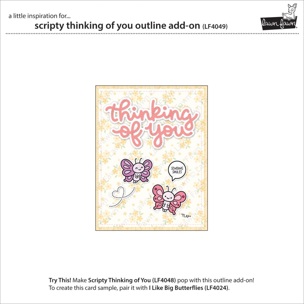 Bild 1 von Lawn Fawn Cuts  - Stanzschablone scripty thinking of you outline add-on