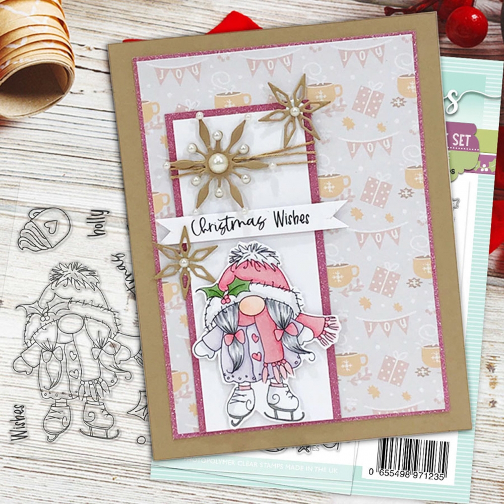 Bild 1 von Polkadoodles Clear Stamps - Gnome Jolly Holly Wishes - Weinachten Wünsche