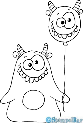 Bild 1 von StempelBar Stempelgummi Monster mit Luftballon