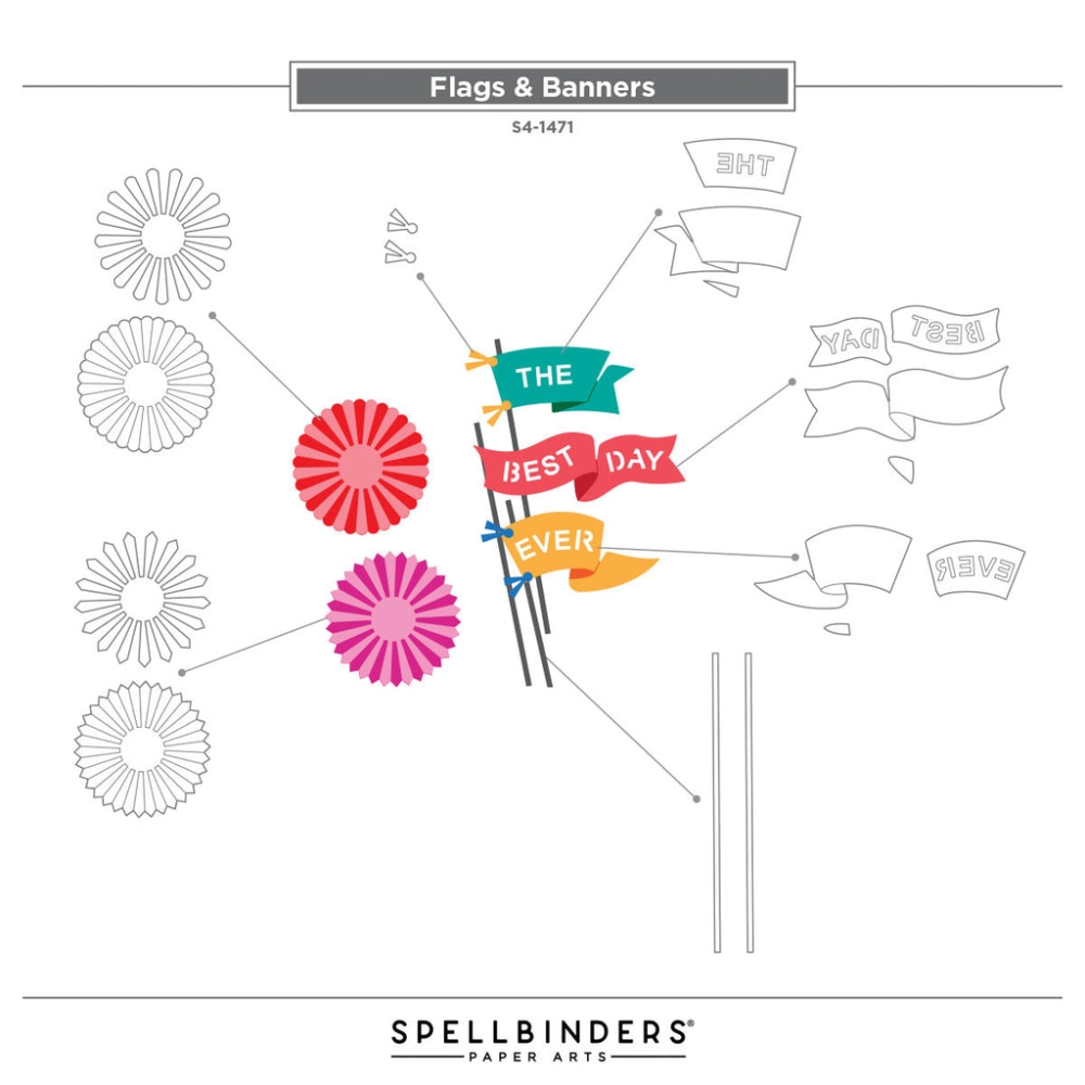 Bild 1 von Spellbinders Classic Mouse Flags & Banners Etched Dies - Stanz-Set Classic Mouse