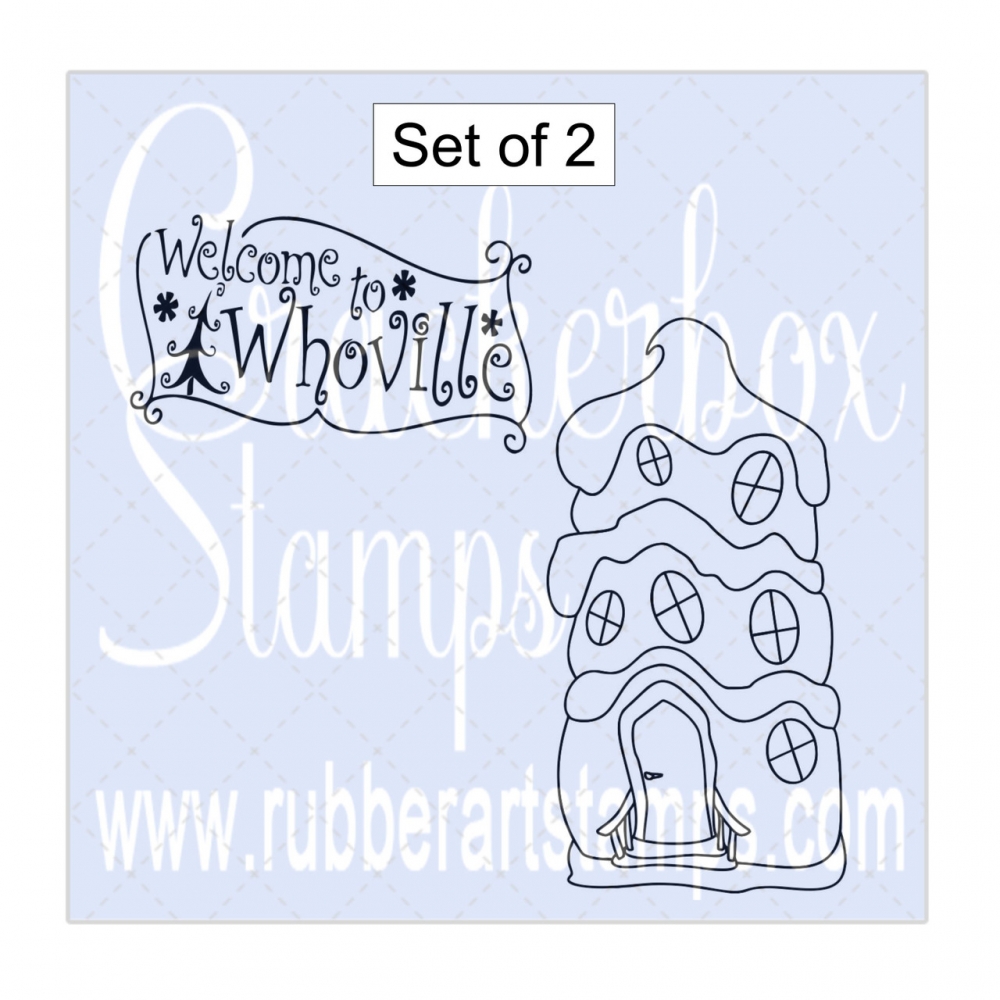 Bild 1 von Crackerbox & Suzy Stamps Cling - Gummistempel Whoville Sign And Whoville House