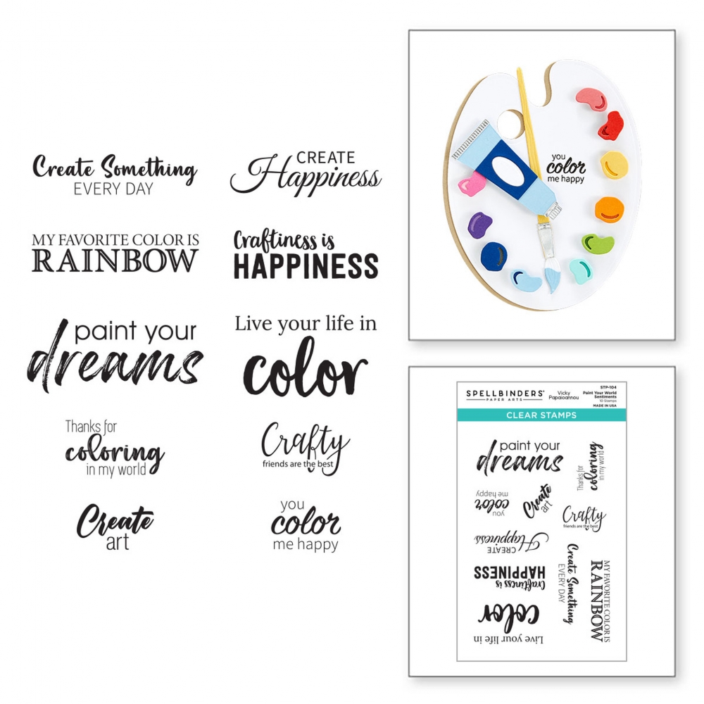 Bild 1 von Spellbinders Paint Your World Sentiments Clear Stamp Set from the Paint Your World - Stempel