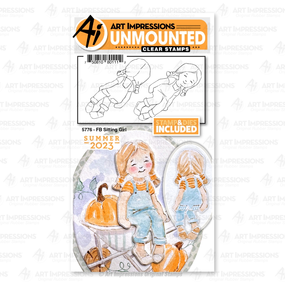 Bild 1 von Art Impressions Clear Stamps with dies FB Sitting Girl  Stempelset inkl. Stanzen