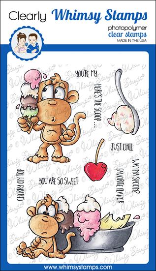 Bild 1 von Whimsy Stamps Clear Stamps  - Monkey Sundae -  Affen Eisbecher