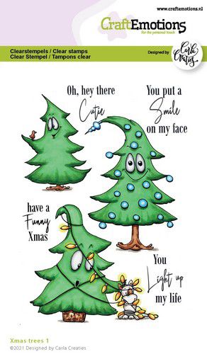 Bild 1 von CraftEmotions Stempel - clearstamps A6 - Xmas trees 1 (Eng) Carla Creaties - Weihnachtsbaum