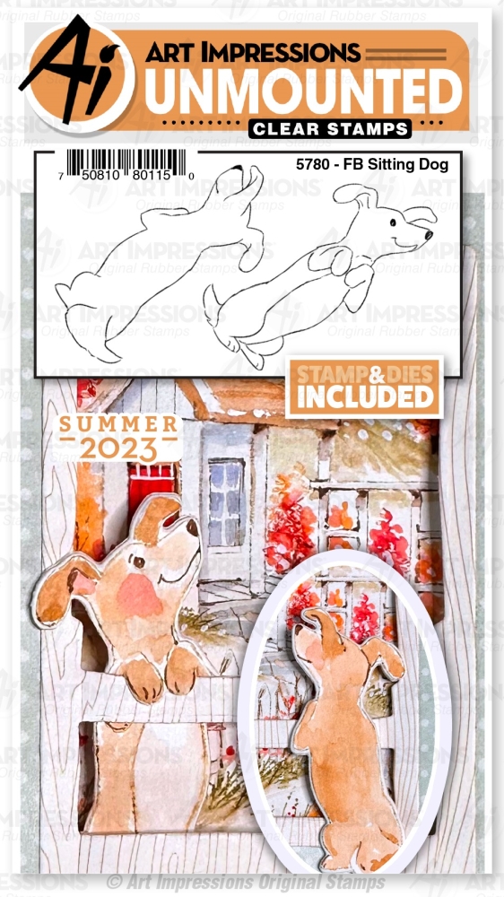 Bild 1 von Art Impressions Clear Stamps with dies FB Sitting Dog - Hund Stempelset inkl. Stanzen