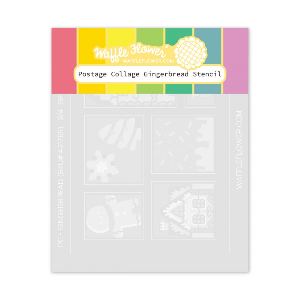 Bild 1 von Waffle Flower Postage Collage Gingerbread Stencil - Briefmarken-Schablone Lebkuchenmännchen