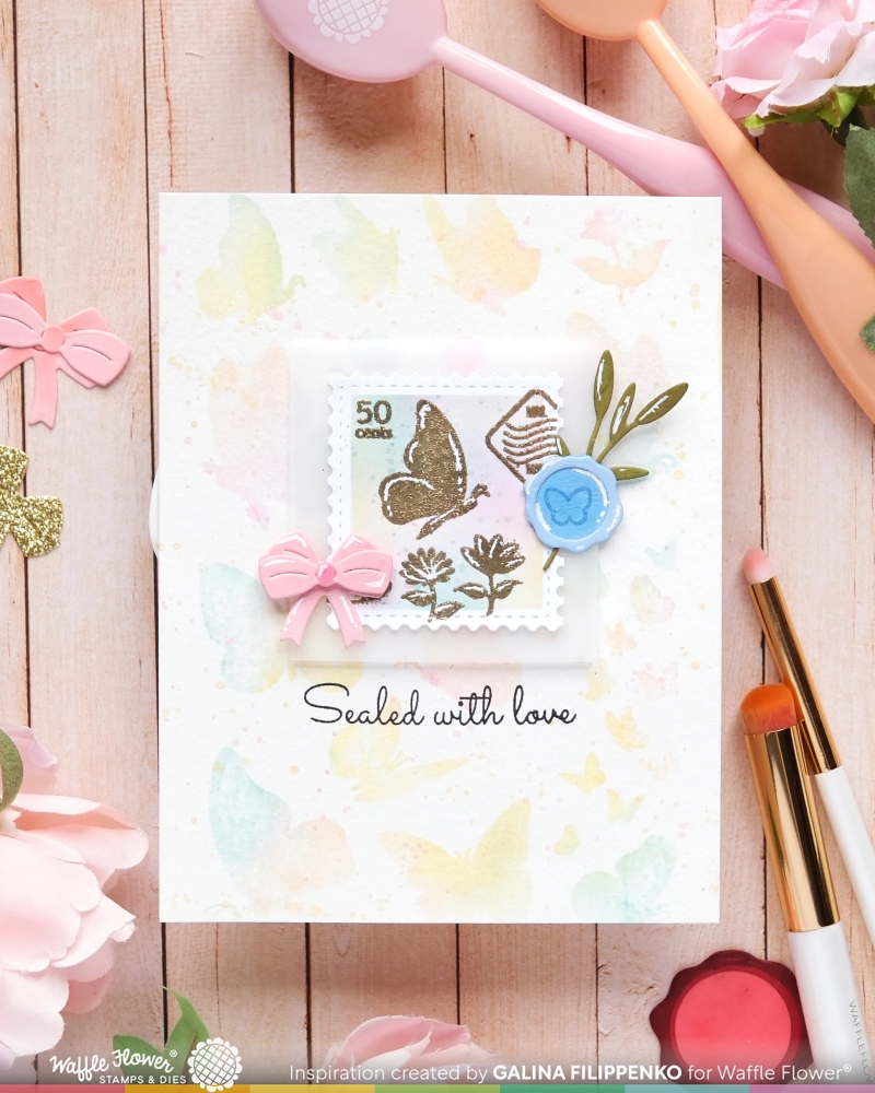 Bild 1 von Waffle Flower Postage Collage Wild Butterflies Stamp Set - Stempel-Set