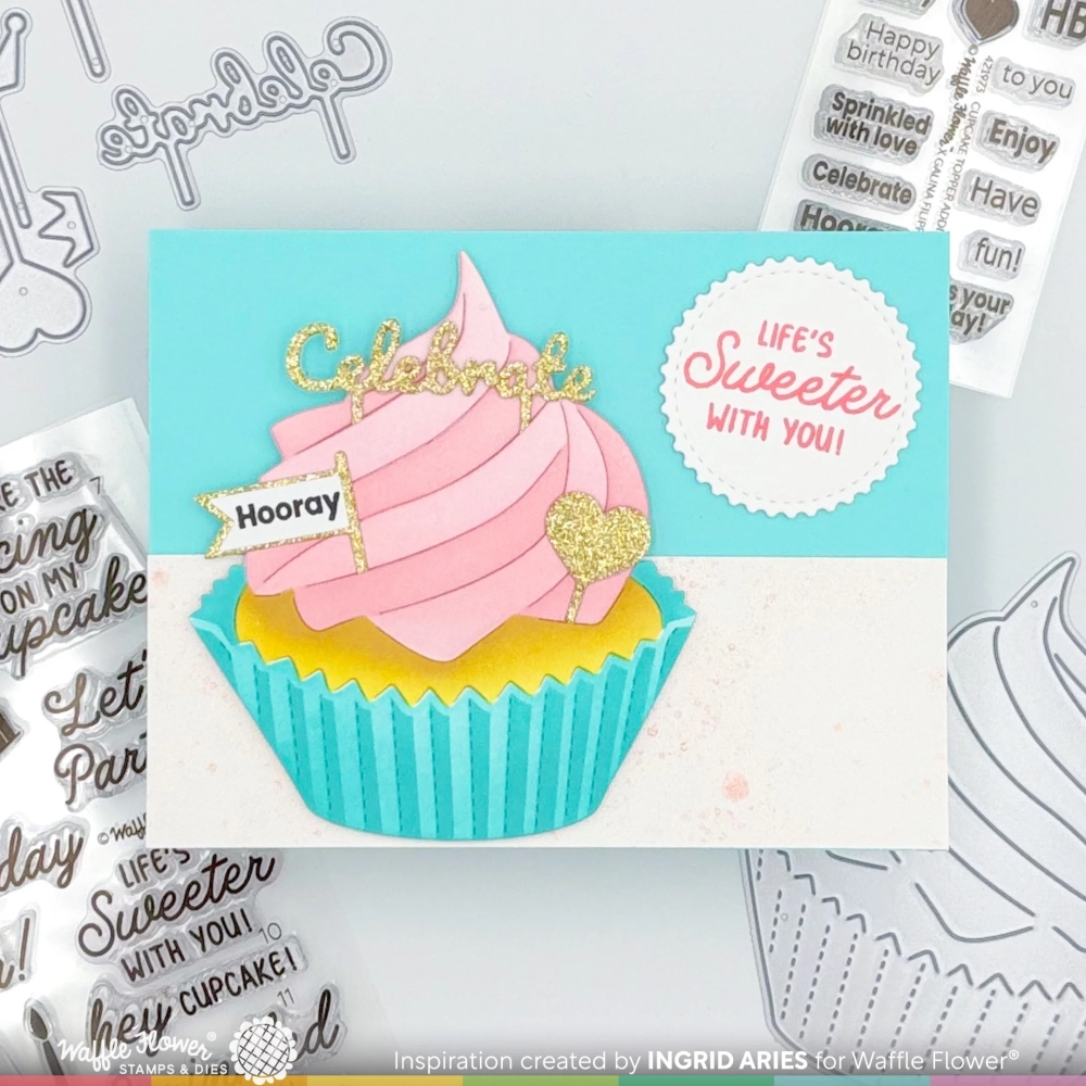 Bild 1 von Waffle Flower Postage Cupcake Die and Stencil - Cupcake Stanze und Schablone